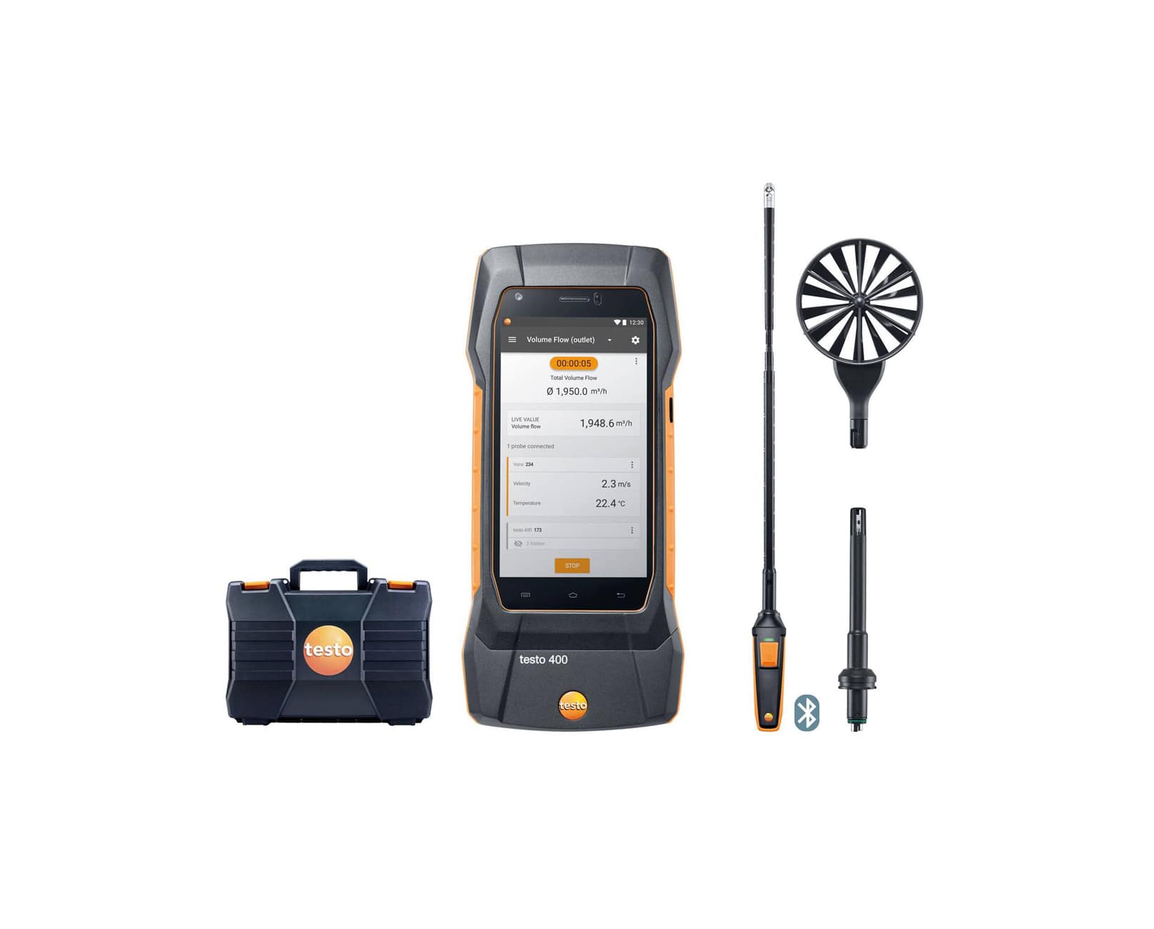 testo 400 air flow kit with 16 mm vane probe